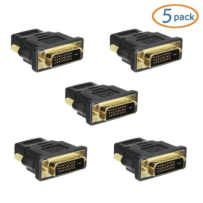 WOVTE Gold Plated HDMI Female to DVI-D Male Video Adapter Adaptor Converter Pack of 5 N5
