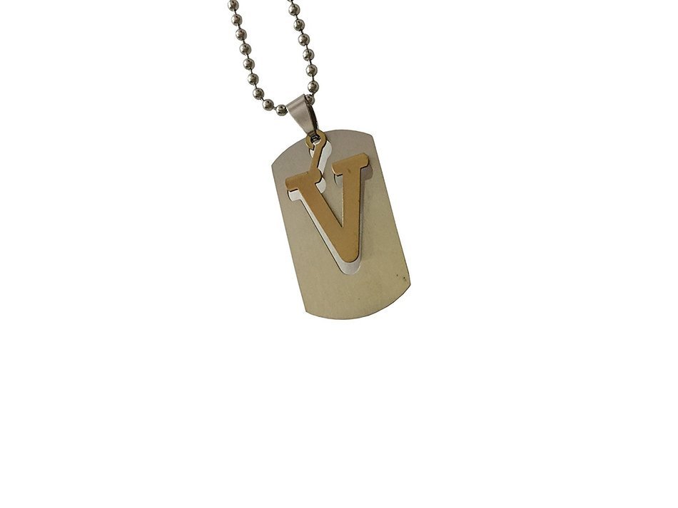 Storite Fashion Alphabet "V" Locket/Nackless Metal Finish