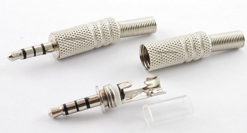CablesOnline 2-PACK 3.5mm 1/8" Stereo TRRS 4-Pole Male Connector with Spring Relief, (CN-018-2) N2