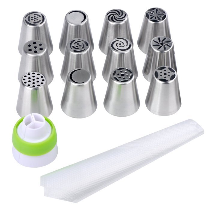 23-Piece Russian Piping Tips,OliveTech Cake Decorating Tips Kits Professional Stainless Steel Large Size Icing... N2