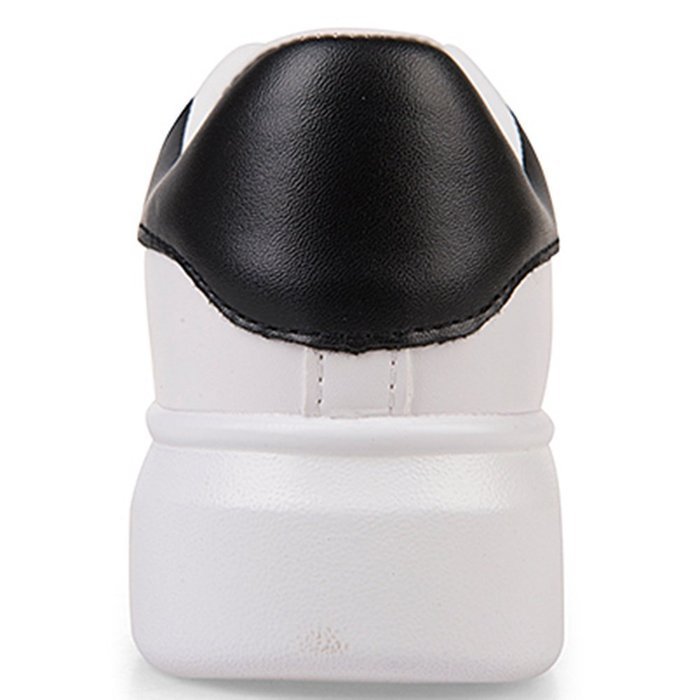 Spritech(TM) Men Women Unisex Fashion PU Leather Lace Up Lovers Casual Flat Sneaker Shoes White and Black 38 N19