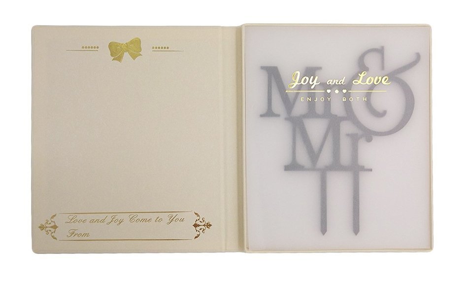 LOVENJOY with Gift Box Mr and Mr Same Sex Gay Monogram Wedding Cake Topper Black (5.3-inch) N5