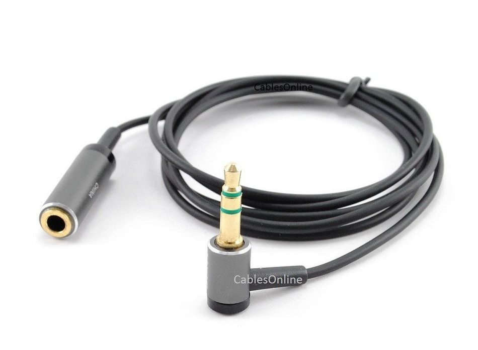CablesOnline 3ft Slim 3.5mm Stereo Right-Angle Male/Female Headphone Audio Extension Cable (AV-203LR)