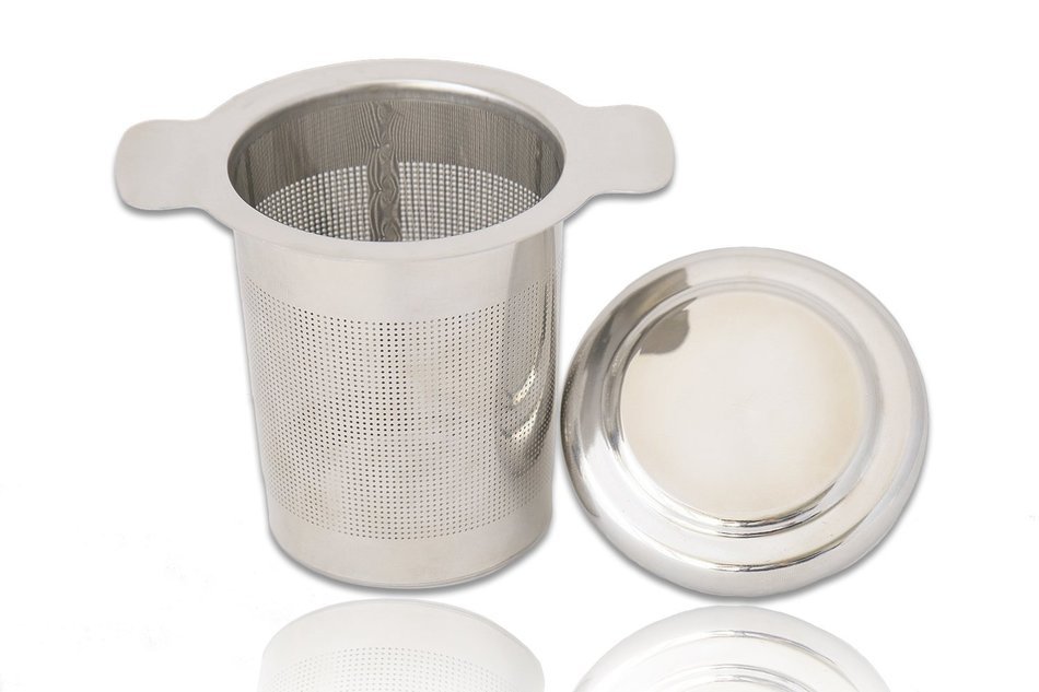 Joyoldelf Stainless Steel Tea Infuser Strainer Filter with Anti Slip Handles and Lid N2