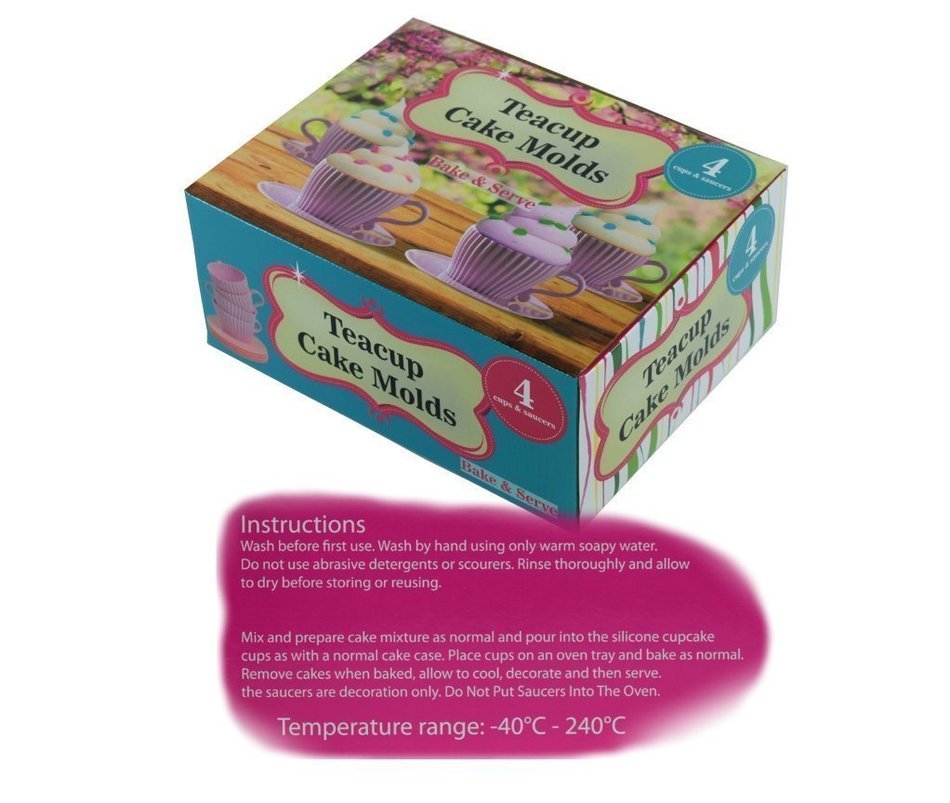 handy helpers Bulk Buys Teacup Cake Molds, 4-Pack