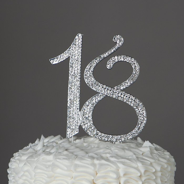 18 Cake Topper for 18th Birthday Number Party Supplies & Decoration Ideas (Silver) N3