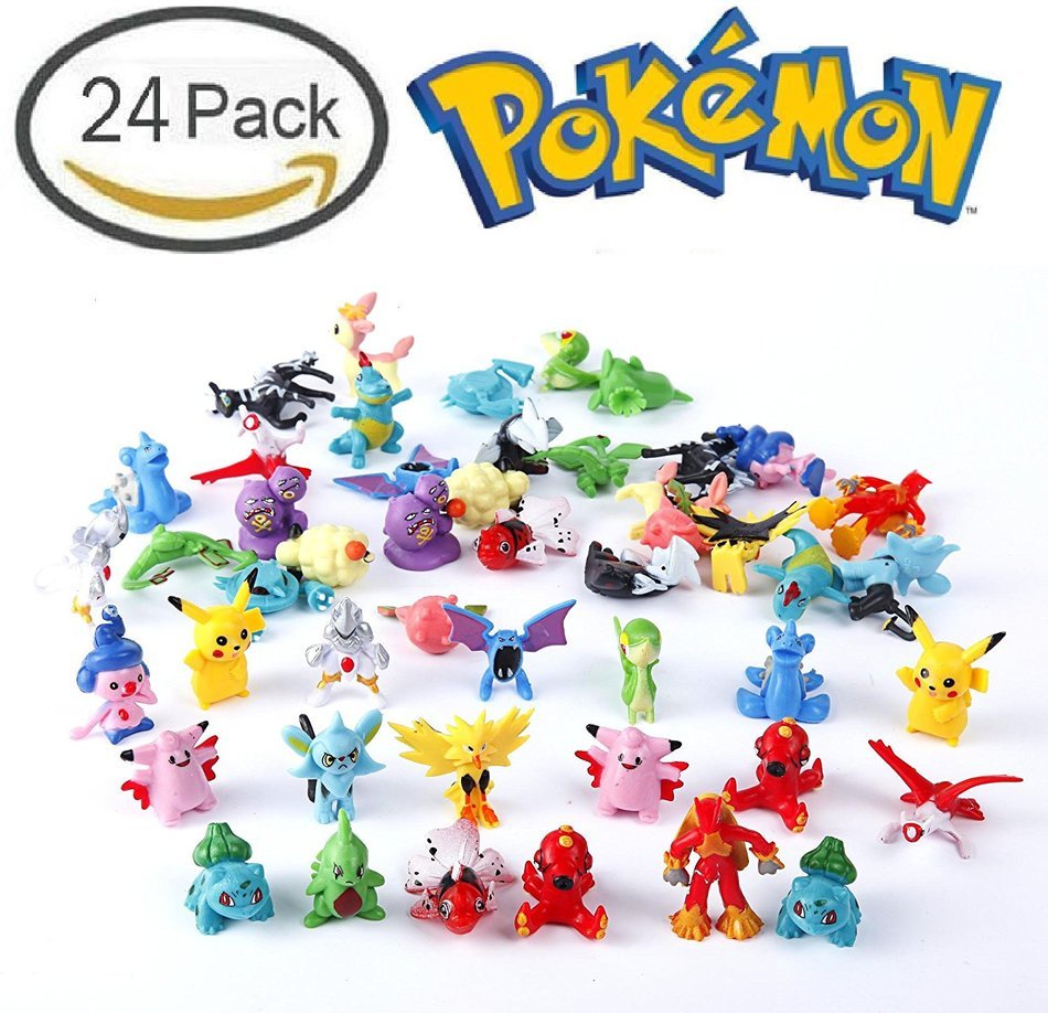 Pokemon Action Figure 1" ,Anime Action Figure Cupcake Toppers ,Pikachu Guarantee, ( Set of 24 PCs Random Lot . )