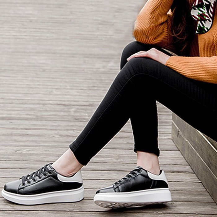 Spritech(TM) Men Women Unisex Fashion PU Leather Lace Up Lovers Casual Flat Sneaker Shoes White and Black 38 N30