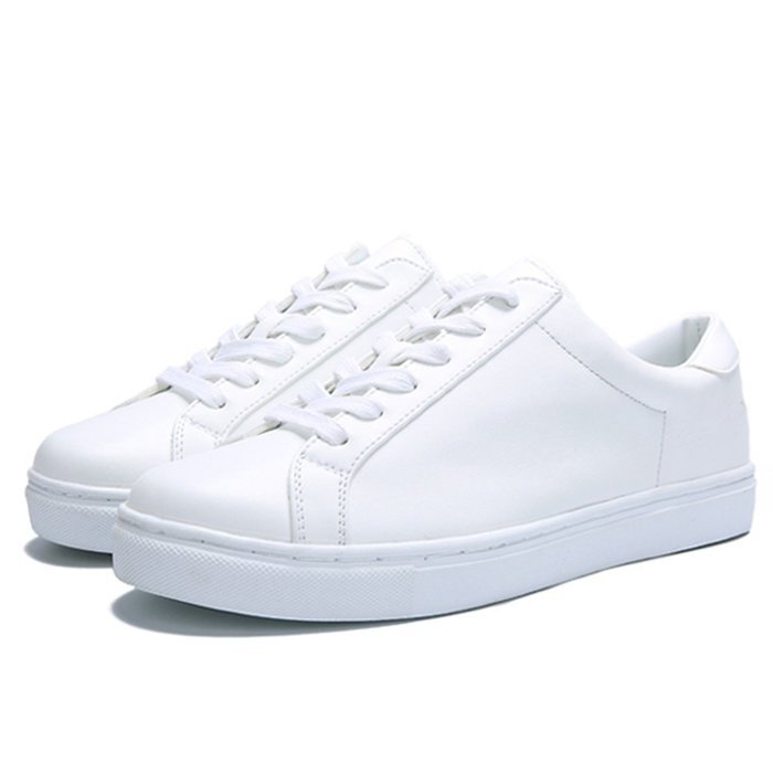 Spritech(TM) Men Women Unisex Fashion PU Leather Lace Up Lovers Casual Flat Sneaker Shoes White and Black 38 N31