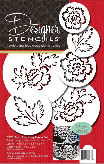 Designer Stencils C790 Brush Embroidery Flower Set, Beige/semi-transparent N2