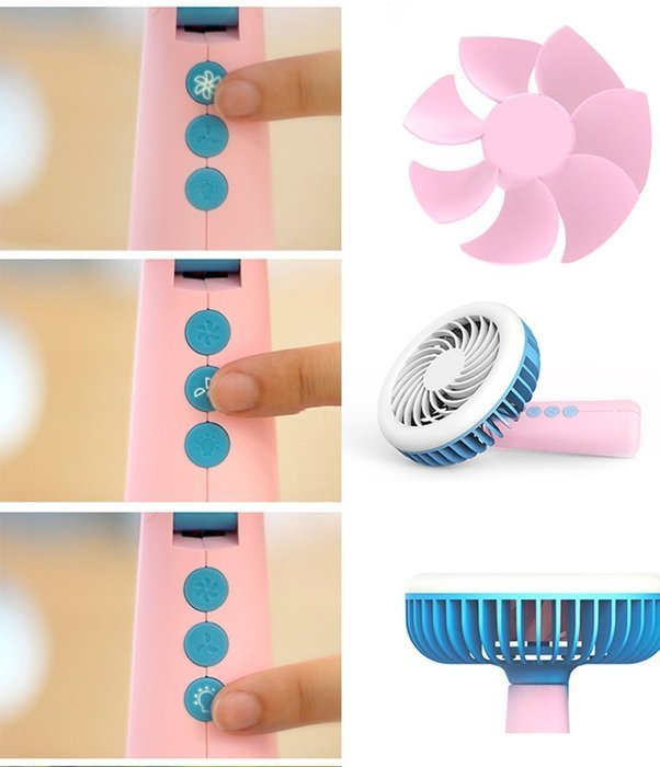 LIWUYOU Summer Mini Handheld Fan Battery Operated USB Rechargeable Outdoor Small Portable Fan Lamp LED Lights... N9