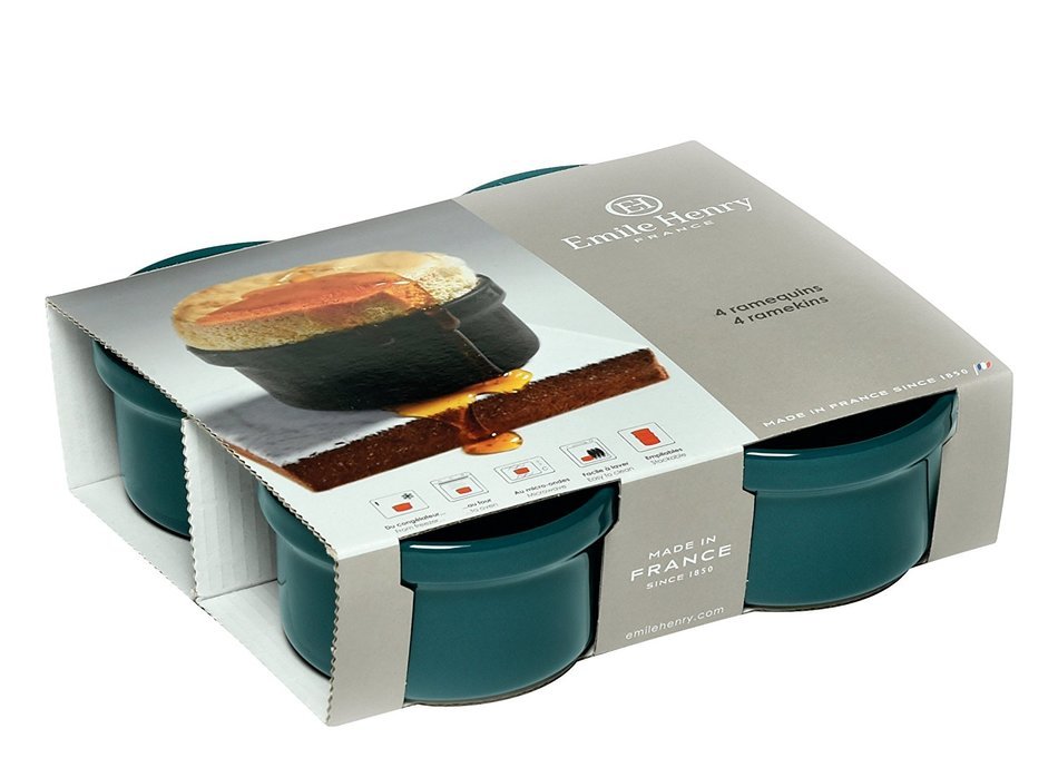 Emile Henry Blue Flame Ramekin 3.5 Inches Set of Four