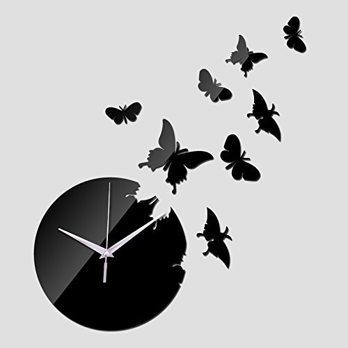 EverTrust(TM) direct selling Acrylic Quartz wall watch the butterfly mirror clocks 3d Modern home decoration diy... N2