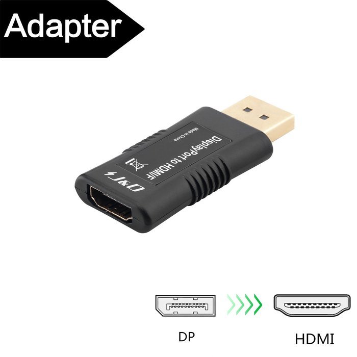 DP to HDMI, J&D Gold Plated DisplayPort to HDMI Adapter Converter - Male to Female - Black N5