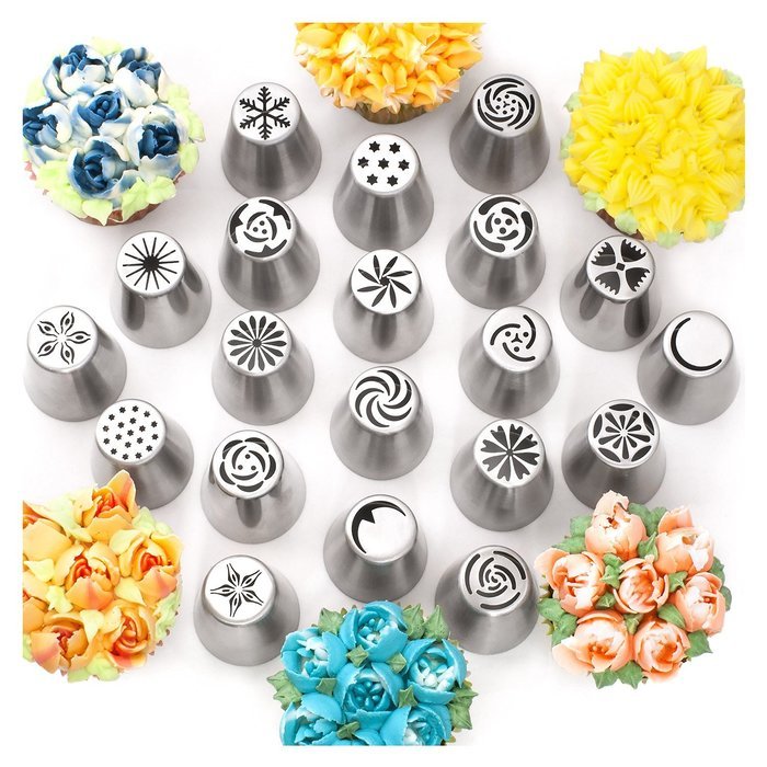 Russian Piping Tips, Bags and Coupler Set, 46 pieces, Cake, Cupcake, Cookies and Pastry Decoration, Latest Designs N2