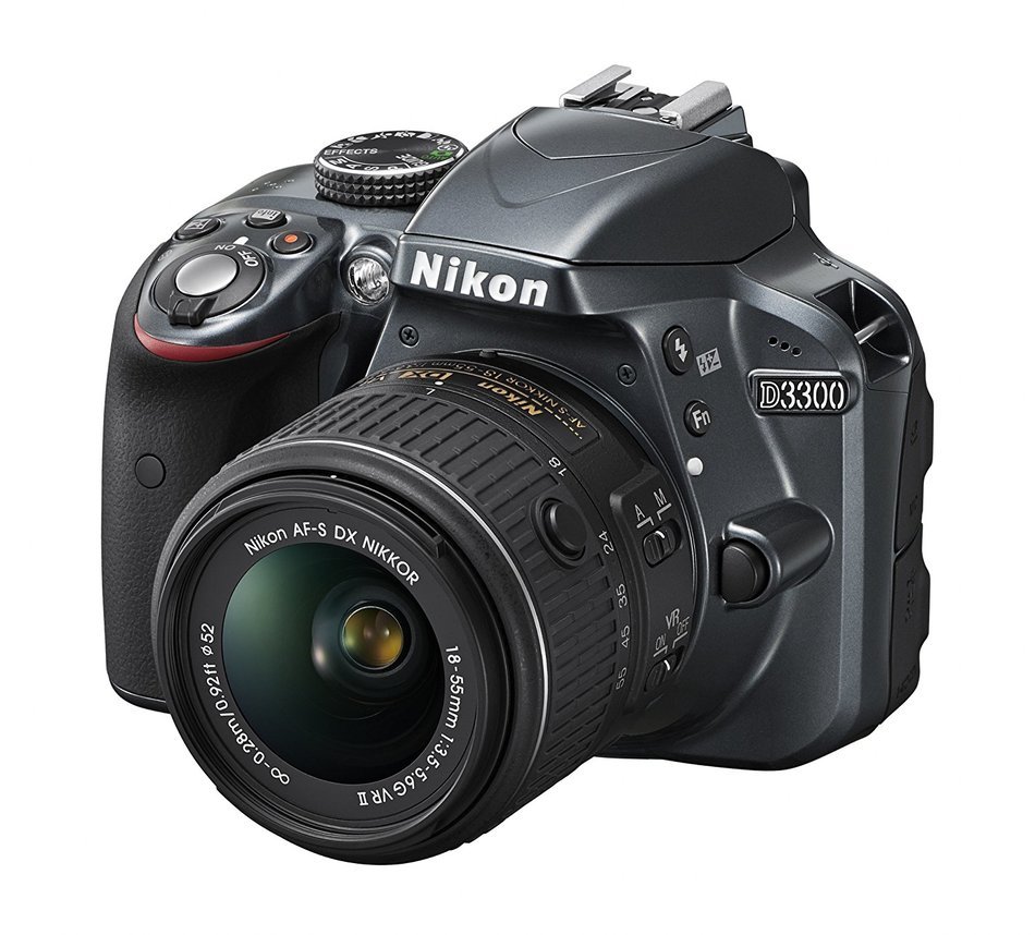 Nikon D3300 24.2 MP CMOS Digital SLR with AF-S DX NIKKOR 18-55mm f/3.5-5.6G VR II Zoom Lens (Grey) N10