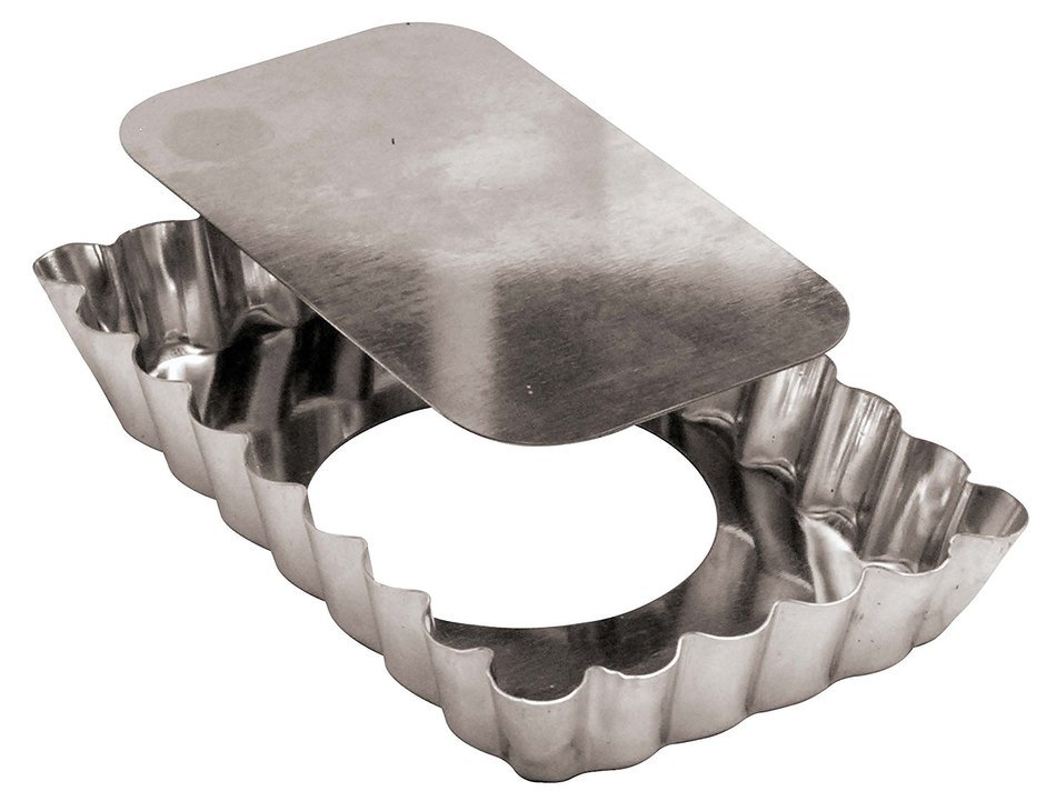 Paderno World Cuisine Rectangular Tin Tart Pan, 5-1/8-Inch by 3-1/4-Inch