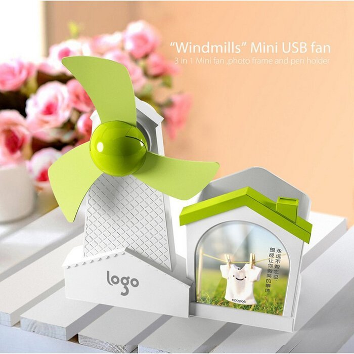 Megadream 3 in 1 USB Powered Soft EVA Blade Windmills Shape Handheld Mini Fan with Photo Frame Album & Pen Container... N6