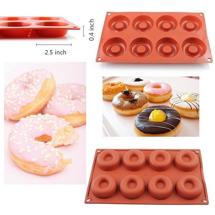 1PCS Baking Molds Nonstick 8-Mini Each Cavity Small Silicone Donut Mold Cake Chocolate Cookie Candy Jelly Ice...