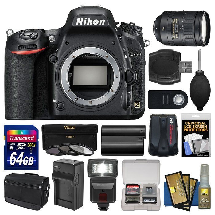Nikon D750 Digital SLR Camera Body with 28-300mm VR Lens + 64GB Card + Case + Flash + Battery & Charger + Filters... N5
