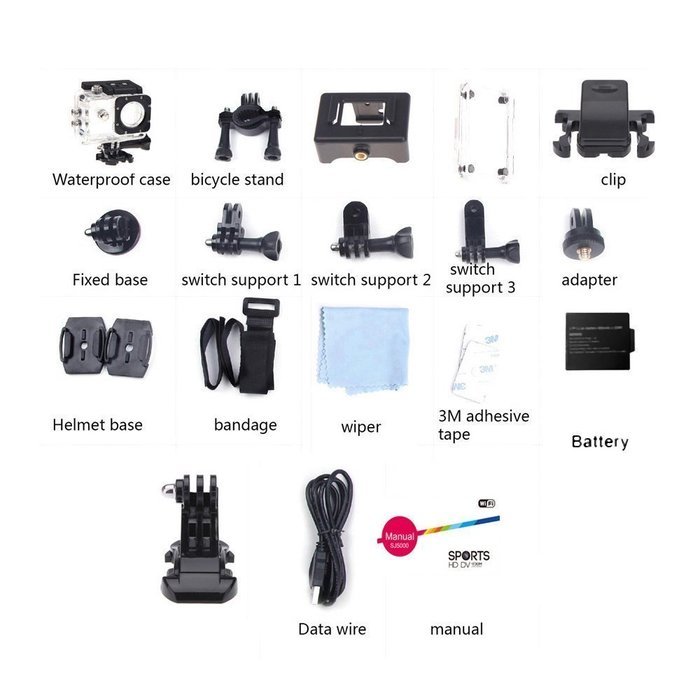 Mini Kitty SJCAM SJ5000 WIFI Novatek 96655 14MP 2.0" LCD 1080P 170 Degree Wide Angle Sport Action Camera Waterproof... N25