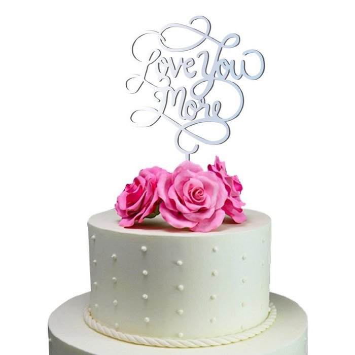 Sugar Yeti Made In USA Wedding Cake Topper Love You More #24 Gold Mirror N2