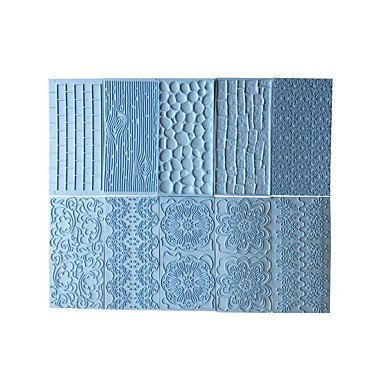 Sher Bakeware 2pcs Rural Flower Wall Tree Bark Shape Embossed Bake Tool Fondant Cake Cupcake Decorating DIY Mold