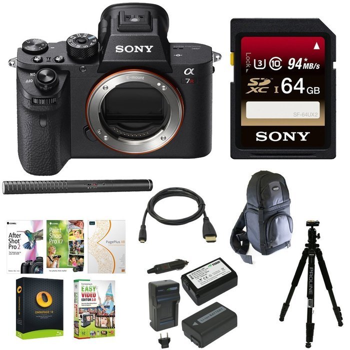 Sony Alpha a7RII Mirrorless Digital Camera (Body Only) w/ Sony 64GB Memory Card Condenser Microphone & Accessory...
