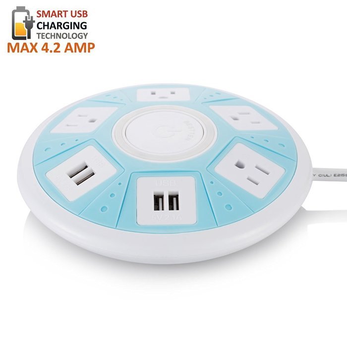 [UFO All-In-One Charging Center] 4-Outlet Surge Protector with Four (4) USB Charging Ports (4.2A) , 100V-240V... N20