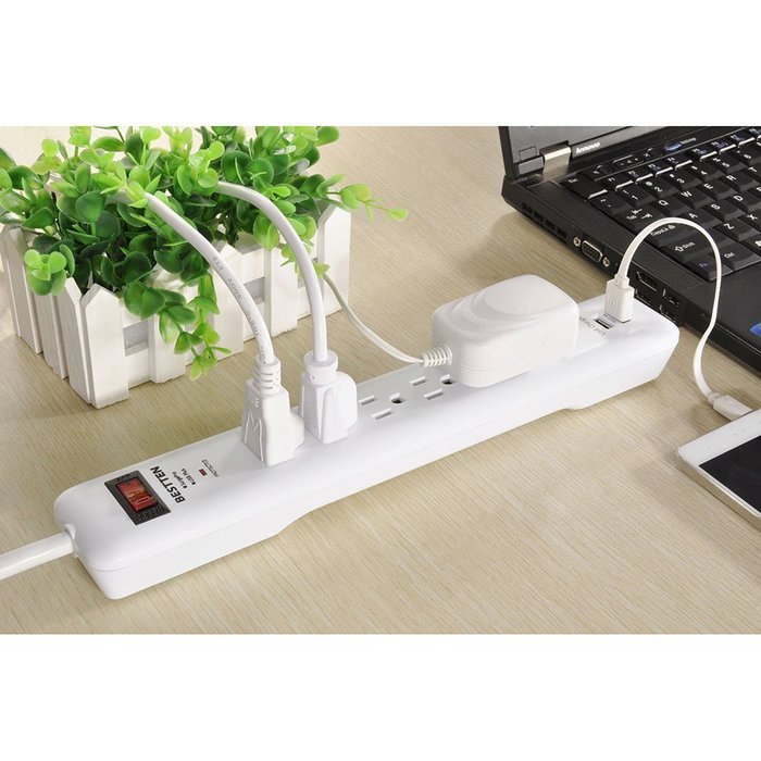 [UFO All-In-One Charging Center] 4-Outlet Surge Protector with Four (4) USB Charging Ports (4.2A) , 100V-240V... N23