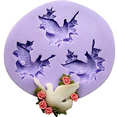 Y&XL&H Three Holes Pigeon Fondant Cake Chocolate Resin Clay Candy Silicone Mold,L8.8mW7.9cmH1.3cm
