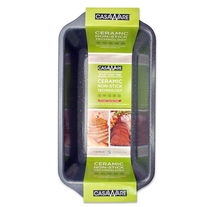 casaWare Loaf Pan 9 x 5-Inch Ceramic Coated Non-Stick (Silver Granite) N3