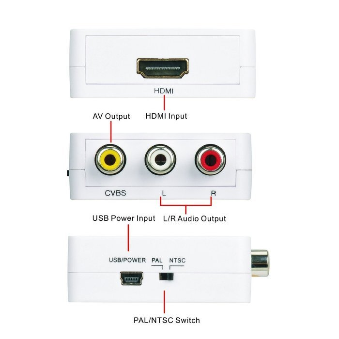 ONSEMI HDMI to AV, Mini HDMI to 3RCA Composite Video AV Converter 1080P for PC Laptop Xbox PS3 TV STB VHS VCR... N8