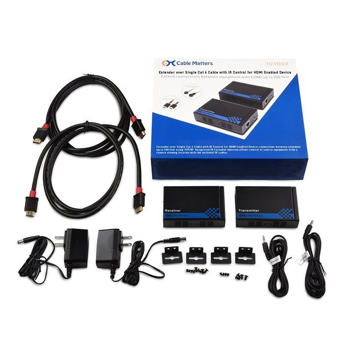 Cable Matters Wireless HDMI Extender with Twin Pack of HDMI Cables N12