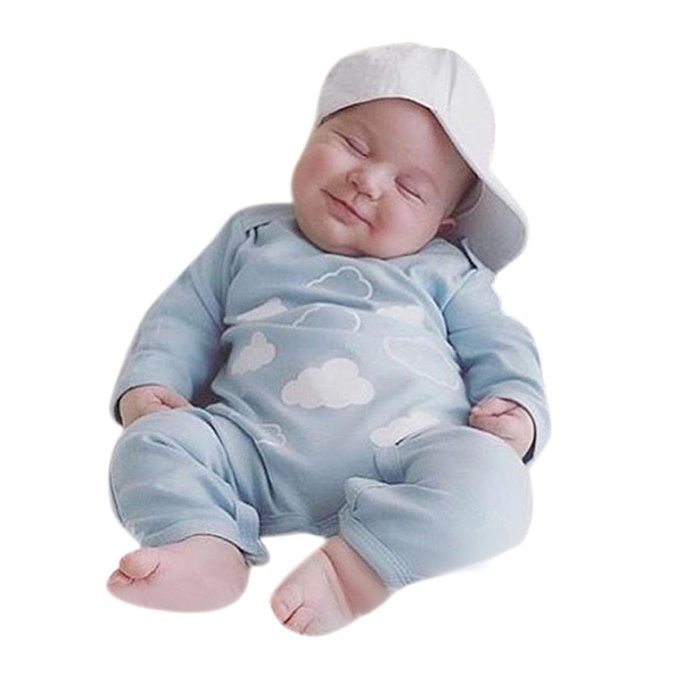 Clothes Set ,BeautyVan Kid Baby Boys Girls Cute Cloud Print Long Sleeve Jumpsuit Romper Clothes Outfit (6M, Blue)