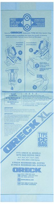 Oreck Paper Bag, Oreck Type Cc Uprights With Bag Dock (Pack of 8)
