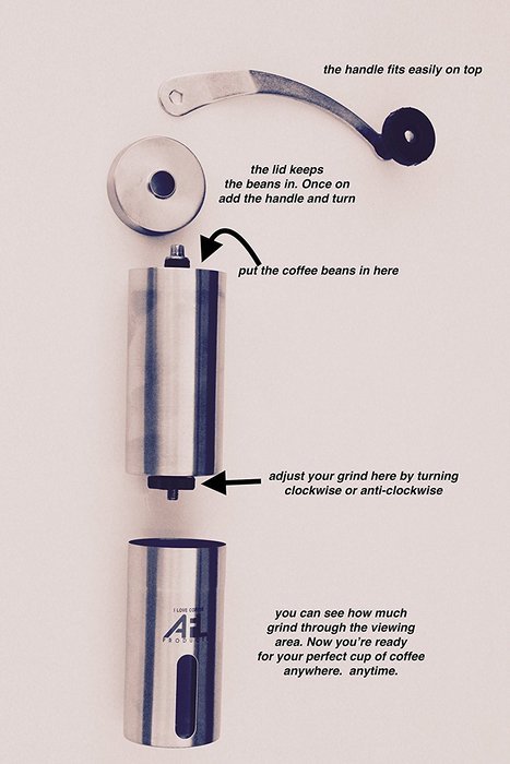 Coffee Grinder with Hand Crank | Manual Coffee Grinder. Hand Coffee Grinder With Free Coffee Grinder Brush + Bag...
