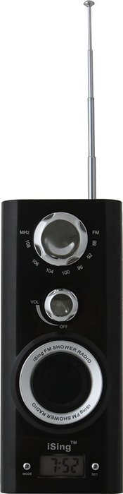 Zadro ISING FM Shower Radio with Digital Clock, Black