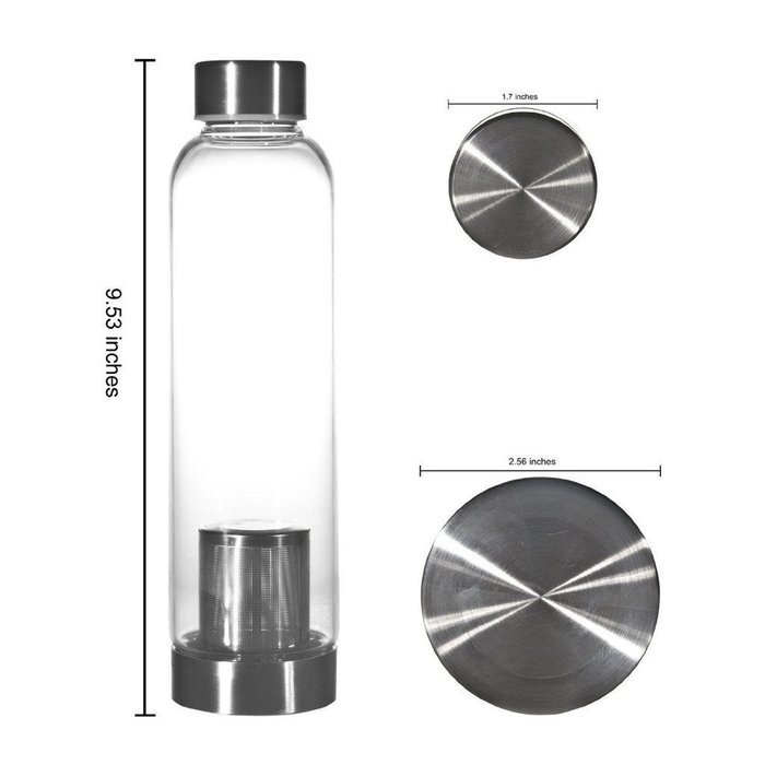 Teabloom Tea Bottle with Infuser - 20 Oz Heat Resistant Glass Tea Strainer Bottle - Stainless Steel Filter Basket... N2