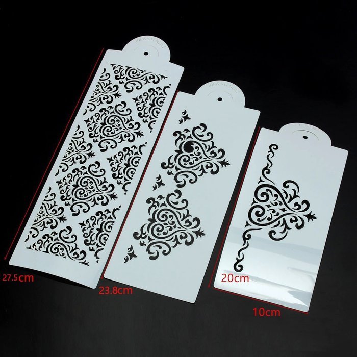 GogoForward 3Pcs Lace Flower Cake Fondant Stencil Cake Decorating Moulds