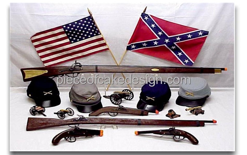1/4 Sheet ~ Civil War Gear Picture Birthday ~ Edible Image Cake/Cupcake Topper!!!
