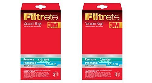 Kenmore C (50558) & Panasonic C-5 Micro Allergen Bag, 3M Filtrete (2 packs of 3 Bags = 6 Bags)