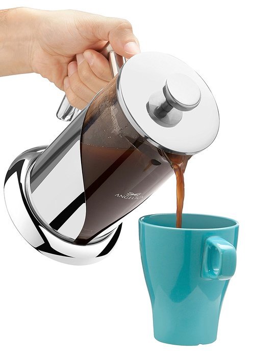 Sofia's Treasures Stainless Steel Angelica French Press Coffee Maker & Tea Press 34 oz with Guide and Coffee Scoop