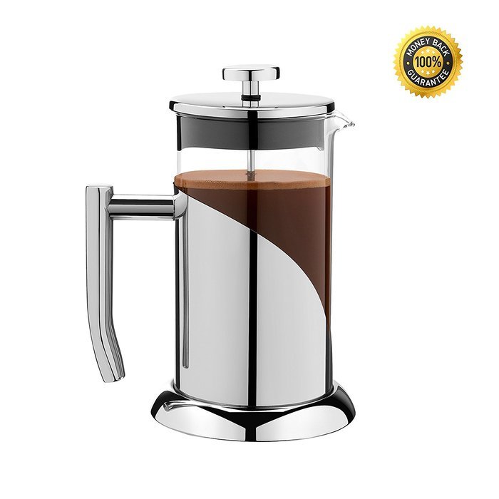 Sofia's Treasures Stainless Steel Angelica French Press Coffee Maker & Tea Press 34 oz with Guide and Coffee Scoop N3