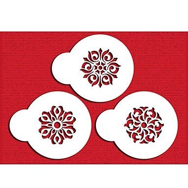 Sher FOUR-C Cup Cake Stencils Cookie And Coffee Stencils Set Color White,3PCS/Set