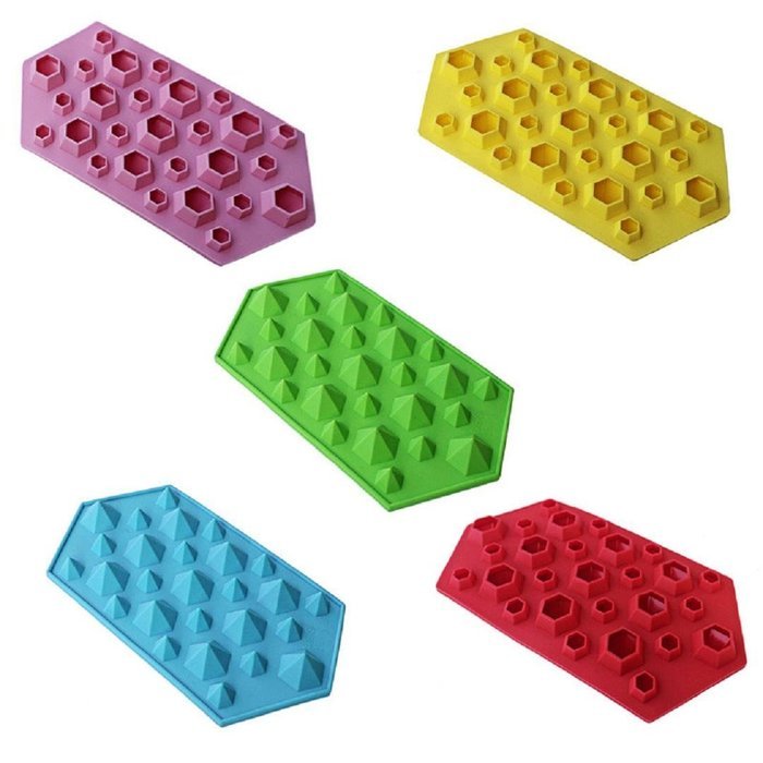 DDLBiz Diamond Mold Ice Cube Tray 27 Cavities Crystal Silicone Ice Mold Candy (Pink)