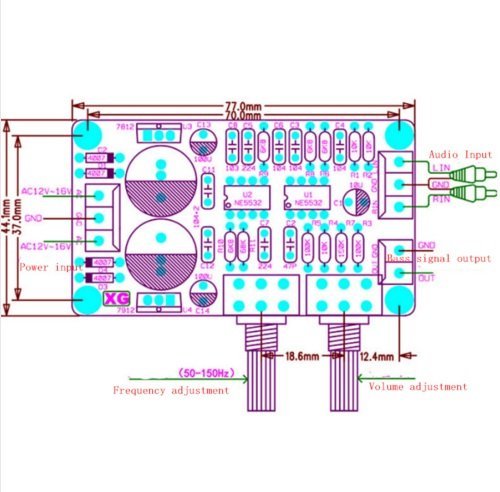 NE5532 Subwoofer Preamp Board Subwoofer Low Pass Filter Plates Finished Product(Double AC12 - 15V )
