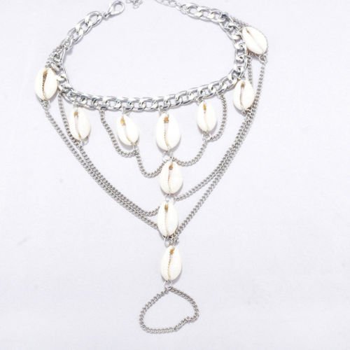 1pcs Shell Silver Barefoot Sandals Tibetan Antique Gypsy Bohemian Boho Jewelry N2