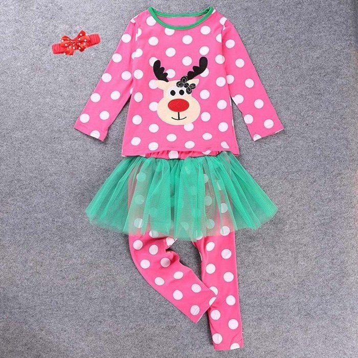 Sleepwear ,BeautyVan Newborn Baby Christmas Tree Printed Long Sleeve Top Shirt+Pants Outfits Set (100, Pink) N2