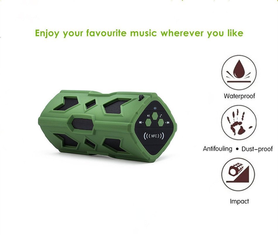 SinoPro Waterproof Dustproof and Shockproof Bluetooth 4.0 NFC Speaker with 3600mAh Battery Power Bank for Shower... N3
